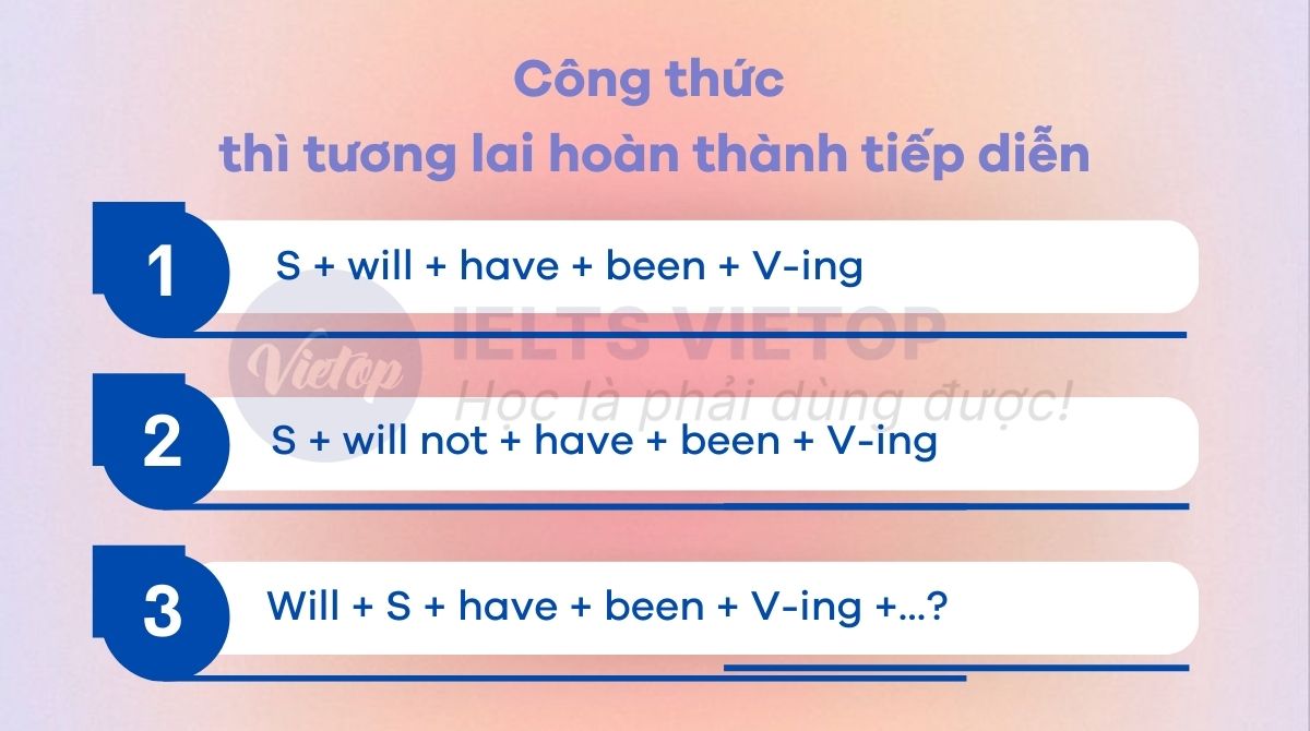 Công thức thì tương lai hoàn thành tiếp diễn