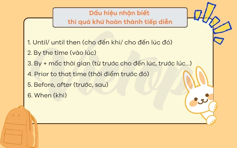 Dấu hiệu nhận biết thì quá khứ hoàn thành tiếp diễn