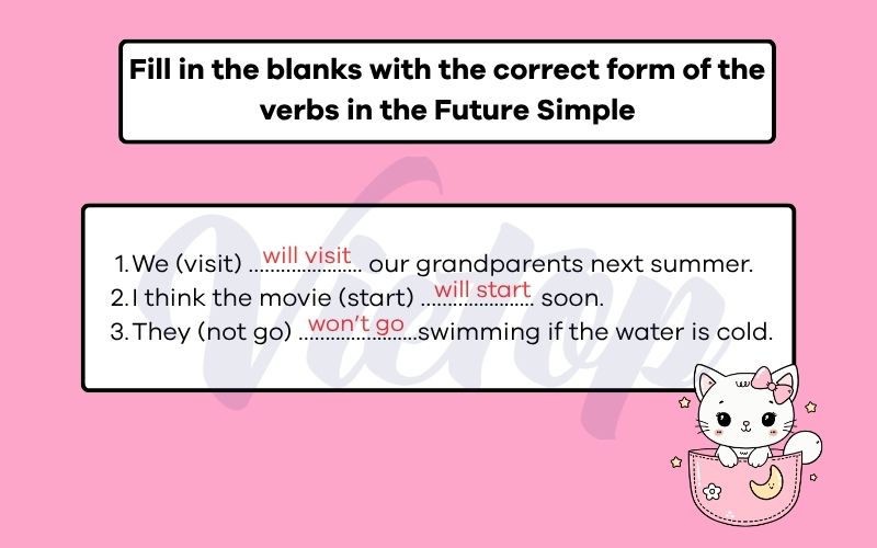 Fill in the blanks with the correct form of the verbs in the Future Simple