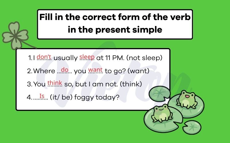 Fill in the correct form of the verb in the present simple