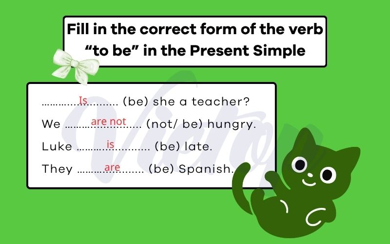 Fill in the correct form of the verb “to be” in the Present Simple