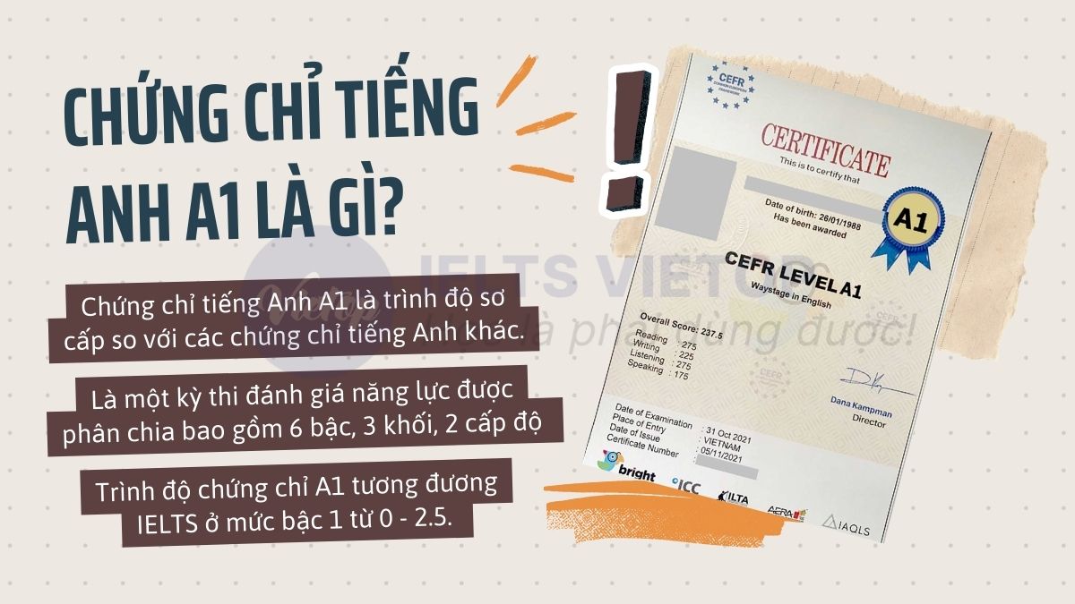 Một số thông tin tổng quan về chứng chỉ tiếng Anh A1