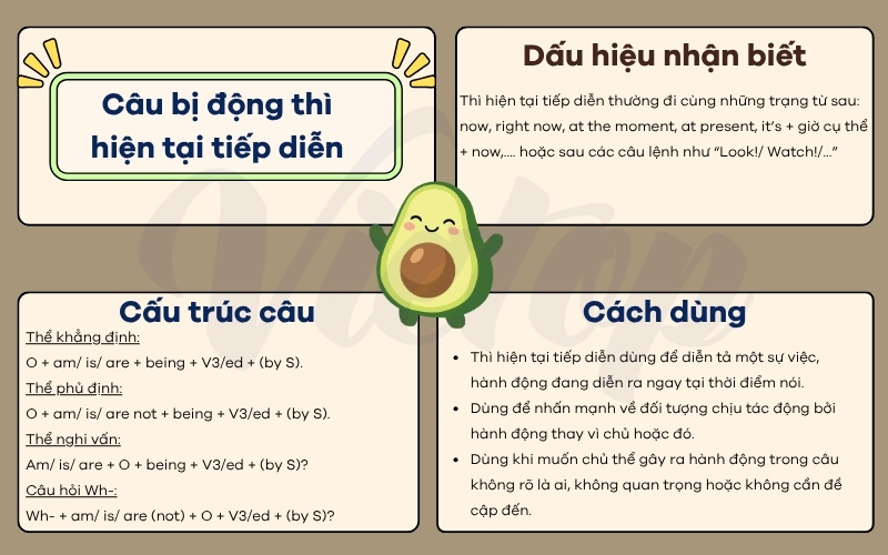 Tổng hợp kiến thức câu bị động thì hiện tại tiếp diễn