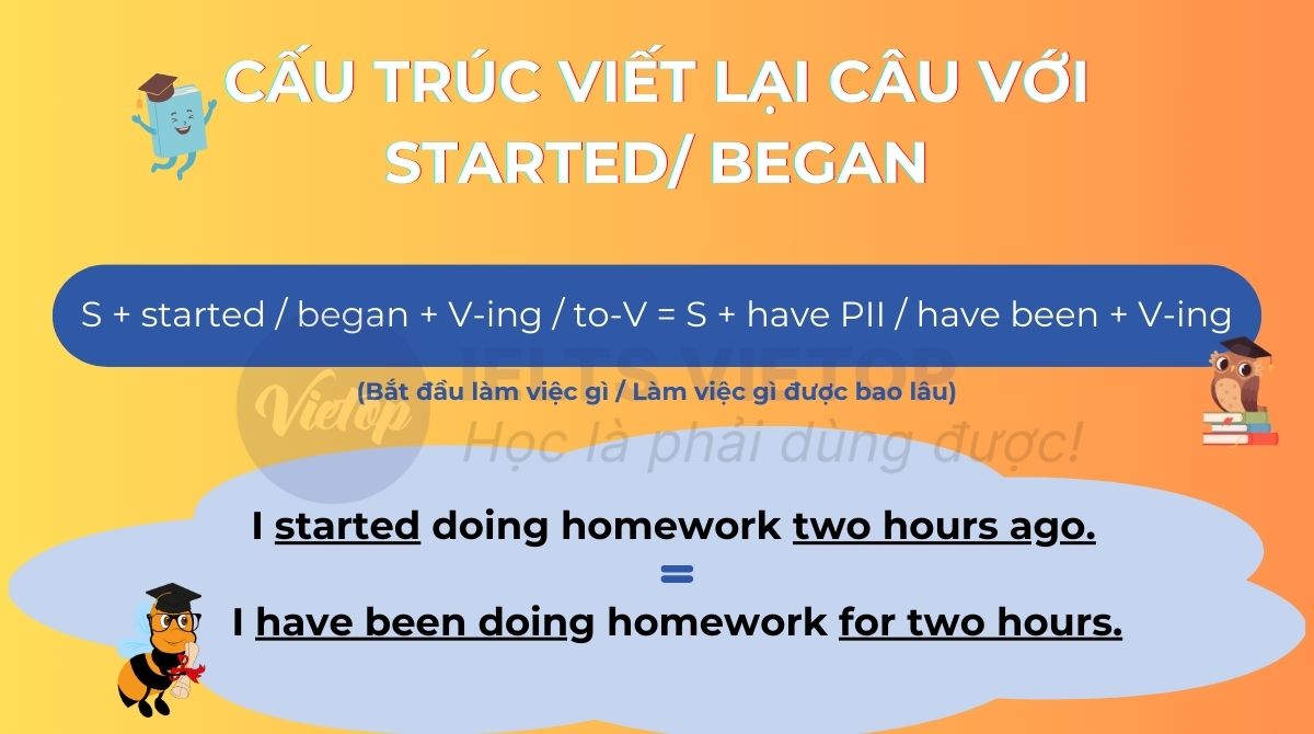 Bài tập viết lại câu với started/ began