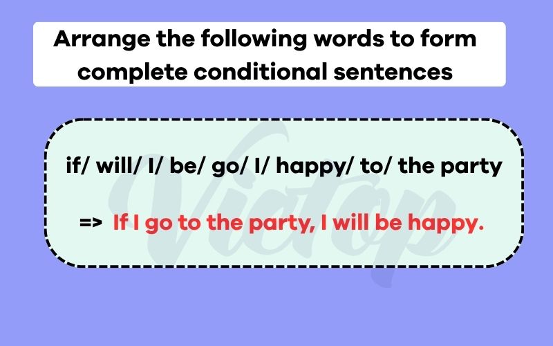 Arrange the following words to form complete conditional sentences