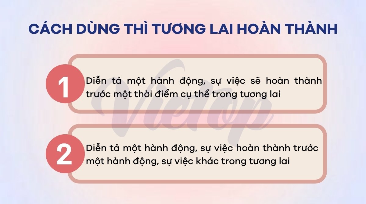 Cách dùng thì tương lai hoàn thành
