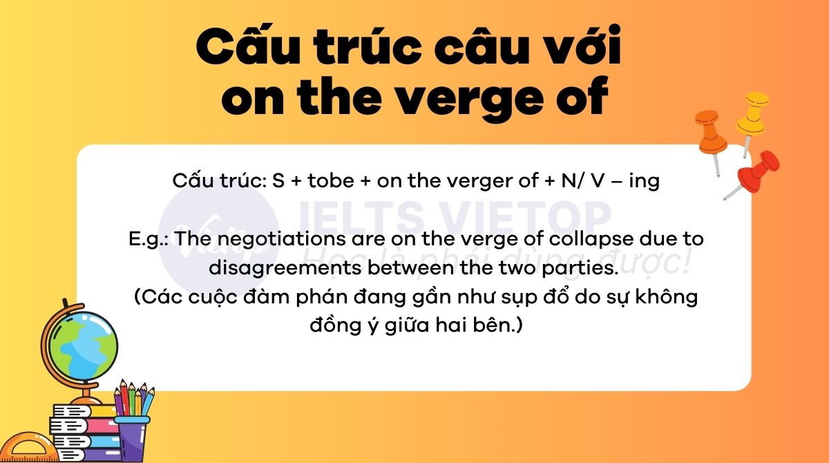 Cấu trúc câu với on the verge of