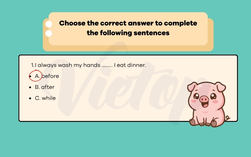 Choose the correct answer to complete the following sentences