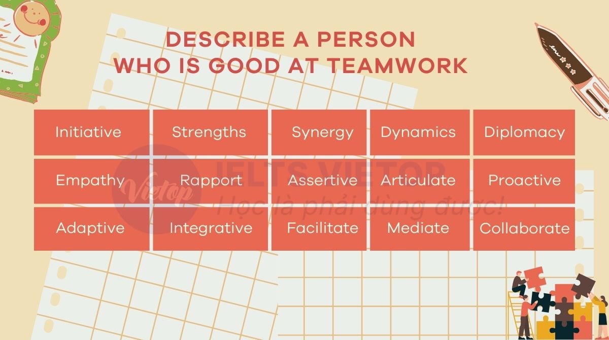 Từ vựng chủ đề describe a person who is good at teamwork