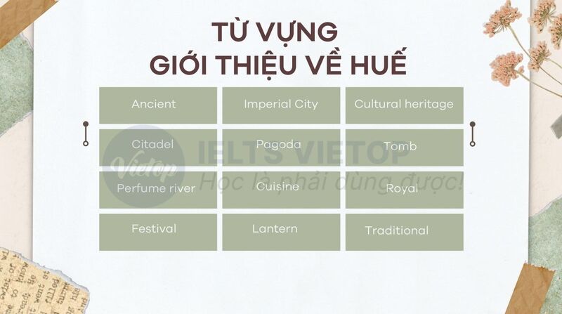 Từ vựng giới thiệu về Huế bằng tiếng Anh ngắn gọn