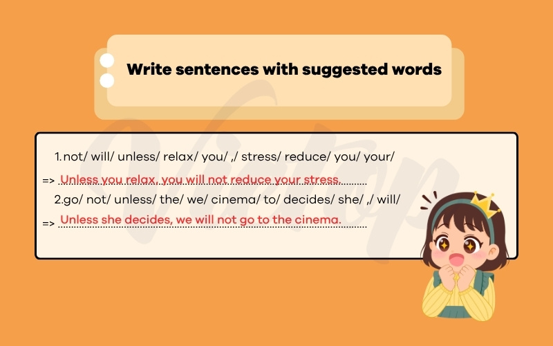 Write sentences with suggested words 1
