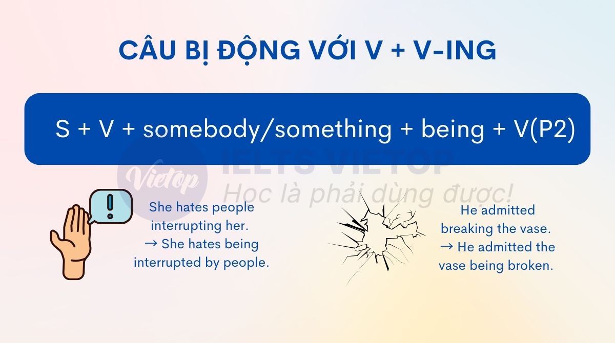 Câu bị động với V + V-ing