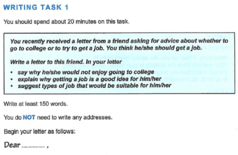 Minh họa dạng bài IELTS Writing Task 1 (IELTS General) – Advice Seeking Letter