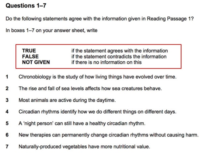 Minh họa dạng bài Identifying Information True/ False/ Not Given