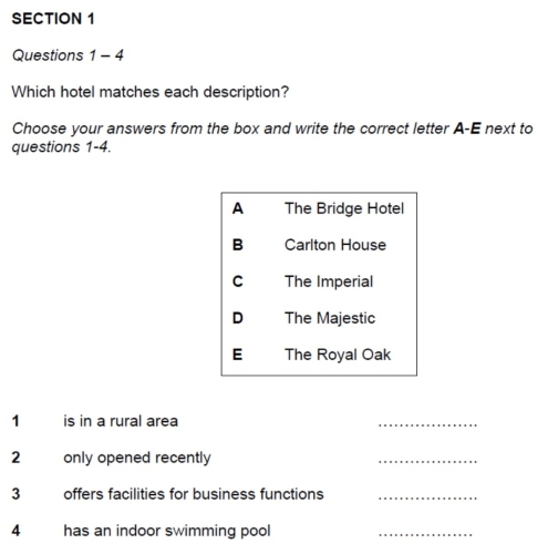 Minh họa dạng bài Matching – Classifying trong IELTS Listening