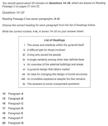 Minh họa dạng Matching Headings