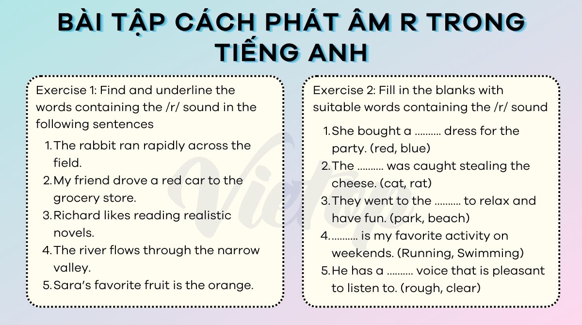 Bài tập phát âm r trong tiếng Anh