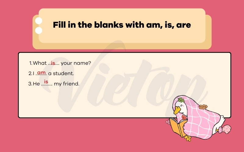 Fill in the blanks with am is are