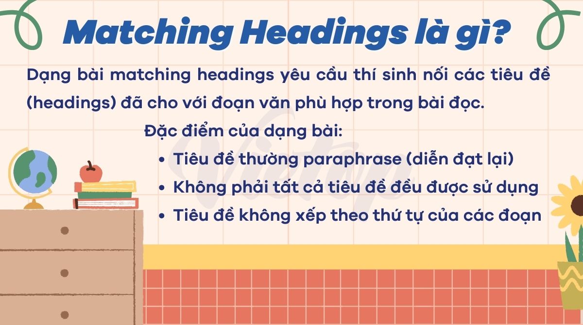 Định nghĩa matching headings trong IELTS reading