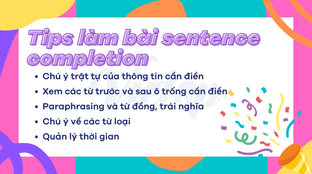 Tips làm bài sentence completion