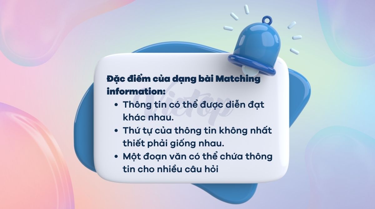 Đặc điểm của dạng bài Matching information