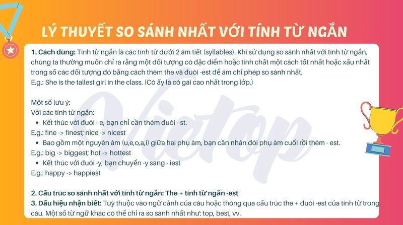 Lý thuyết về so sánh nhất với tính từ ngắn