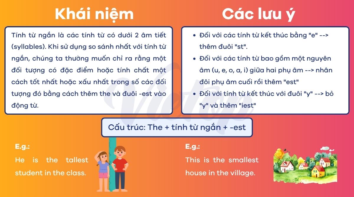 Ôn tập lý thuyết so sánh nhất tính từ ngắn