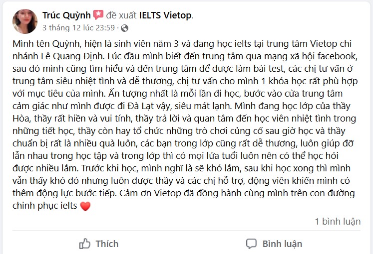 Feedback học viên tại Vietop Gò Vấp