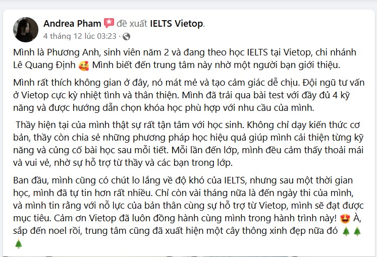 Feedback học viên tại Vietop Gò Vấp