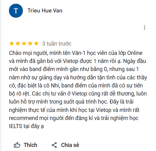 Feedback học viên tại Vietop Phú Nhuận