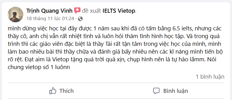 Feedback học viên tại Vietop Phú Nhuận