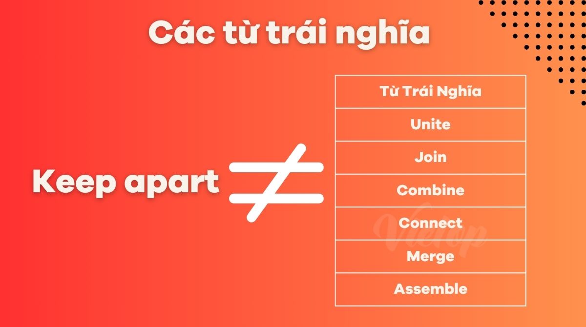 Các từ trái nghĩa của keep apart