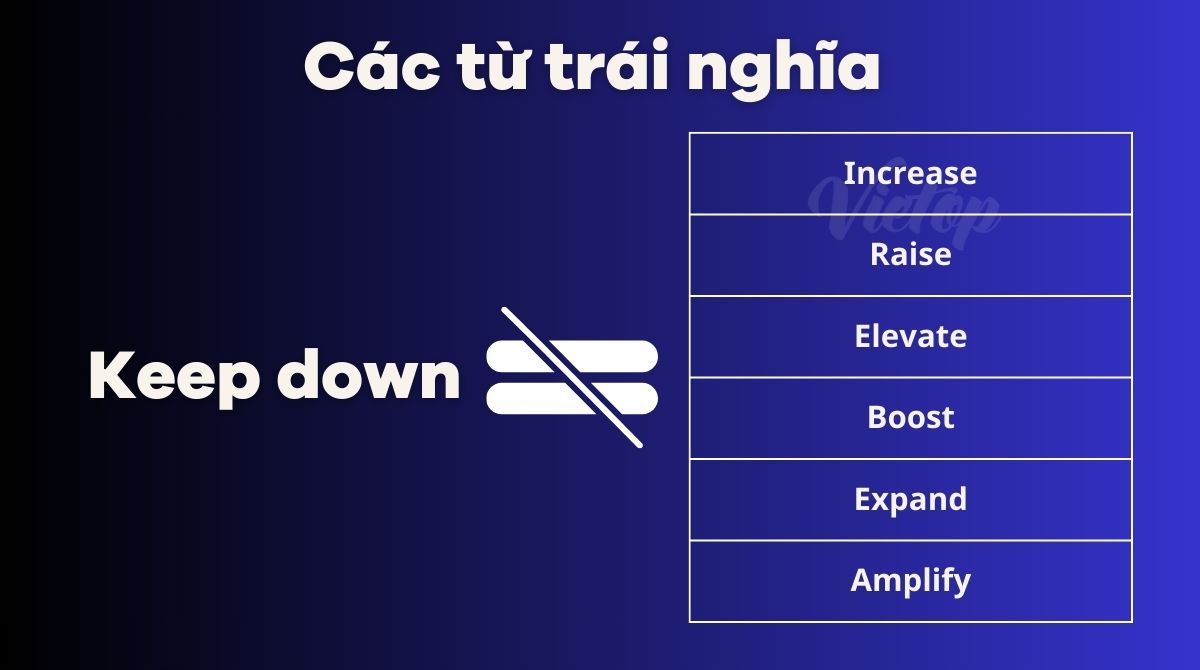 Các từ trái nghĩa của keep down