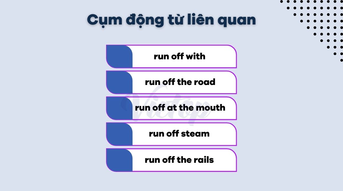 Cụm động từ liên quan của run off