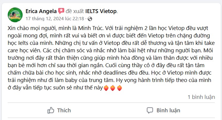 Feedback học viên tại Vietop Tân Phú