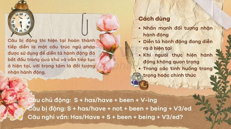 Tổng hợp lý thuyết câu bị động thì hiện tại hoàn thành tiếp diễn