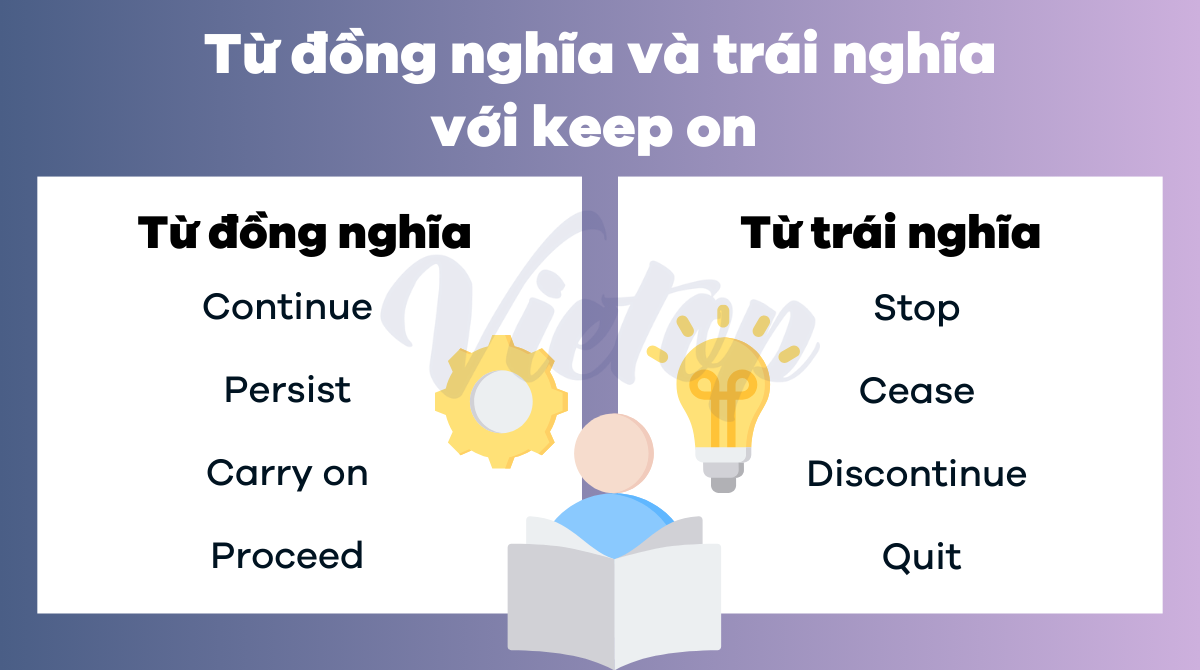 Từ đồng nghĩa và trái nghĩa với keep on