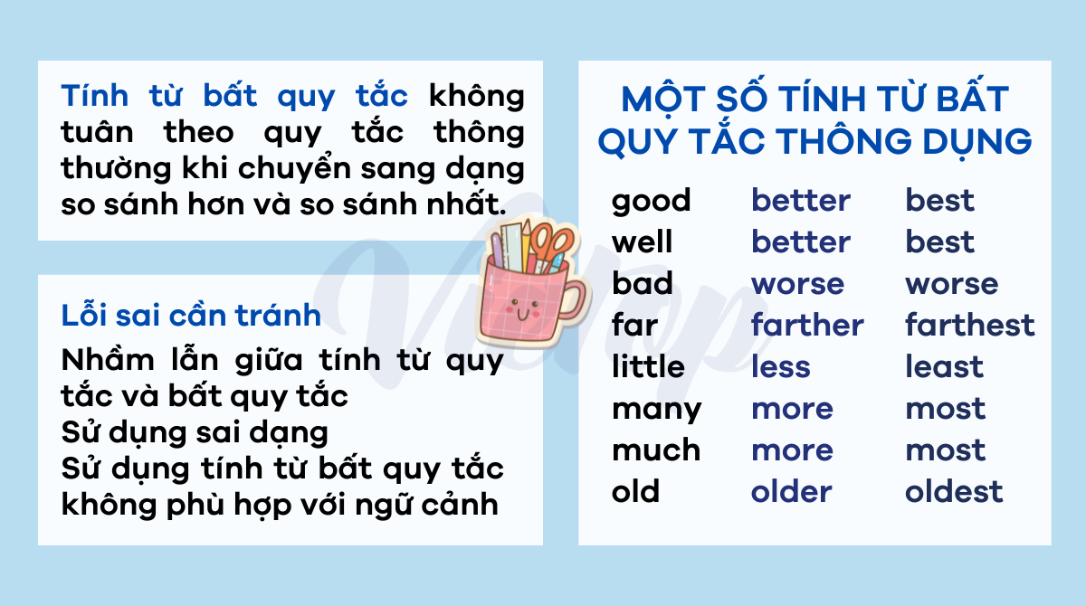 Ôn tập lý thuyết về tính từ bất quy tắc