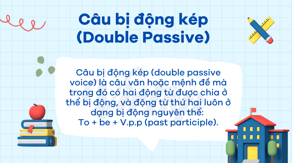 Câu bị động kép (double passive voice)