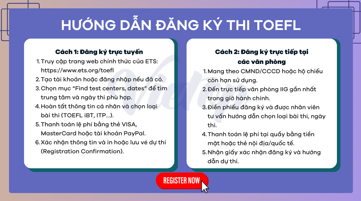Hướng dẫn đăng ký thi TOEFL