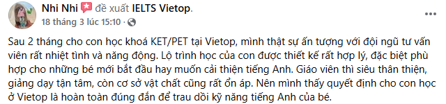 Review của Học Viên khoá học KET/PET