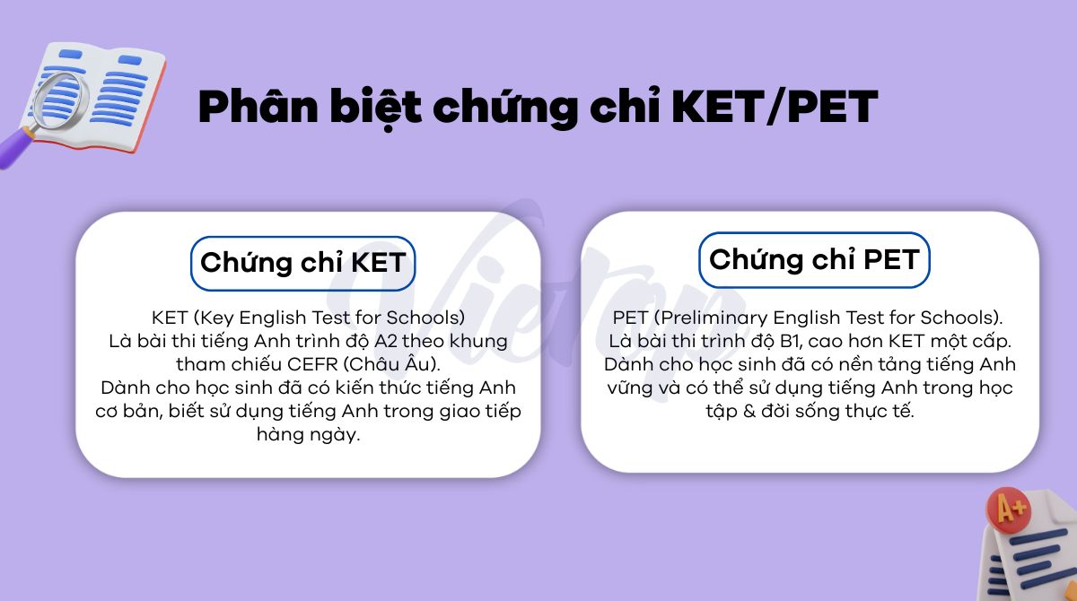 Phân biệt chứng chỉ KET PET