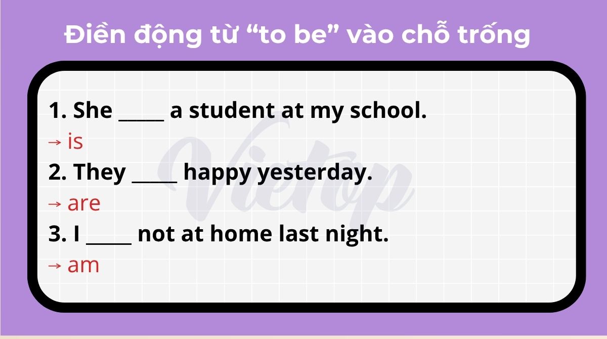 Bài tập 1 - Điền động từ tobe phù hợp