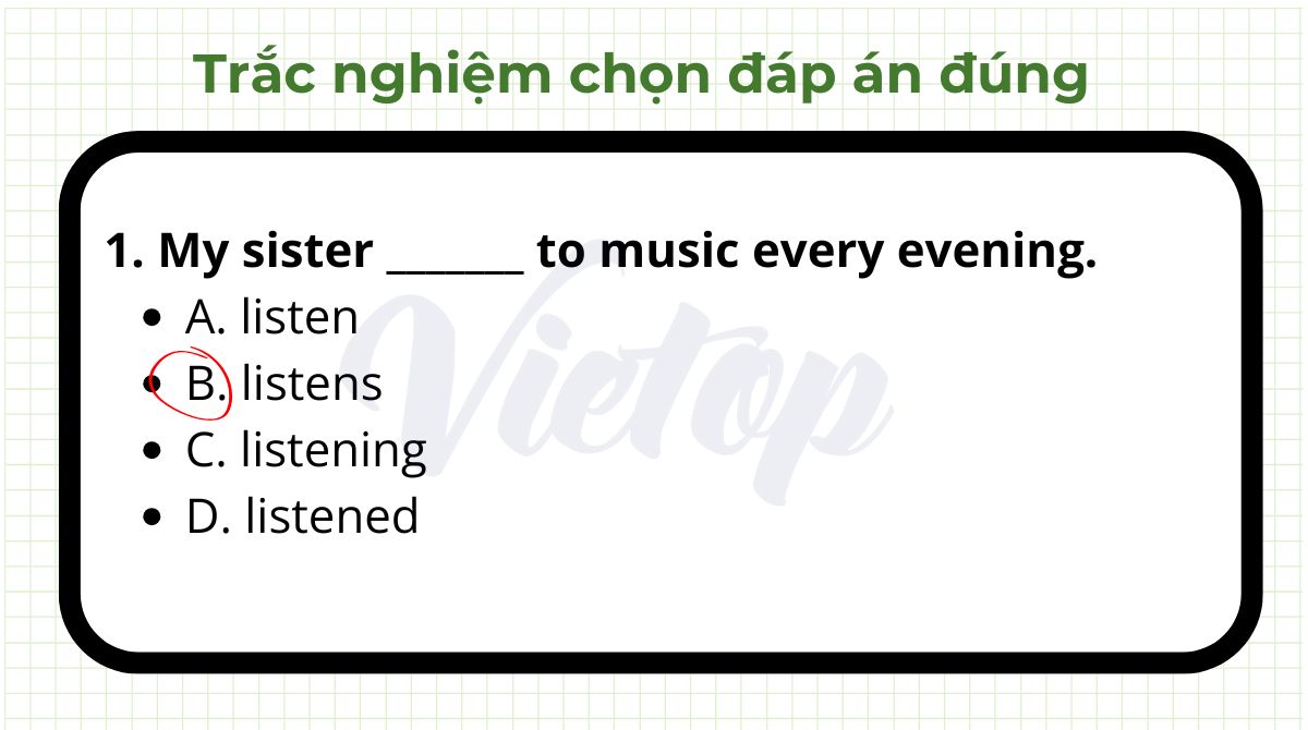Bài tập 1 - Trắc nghiệm chọn đáp án đúng