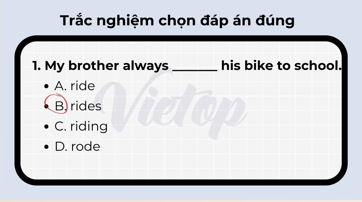 Bài tập 1 - Trắc nghiệm chọn đáp án đúng