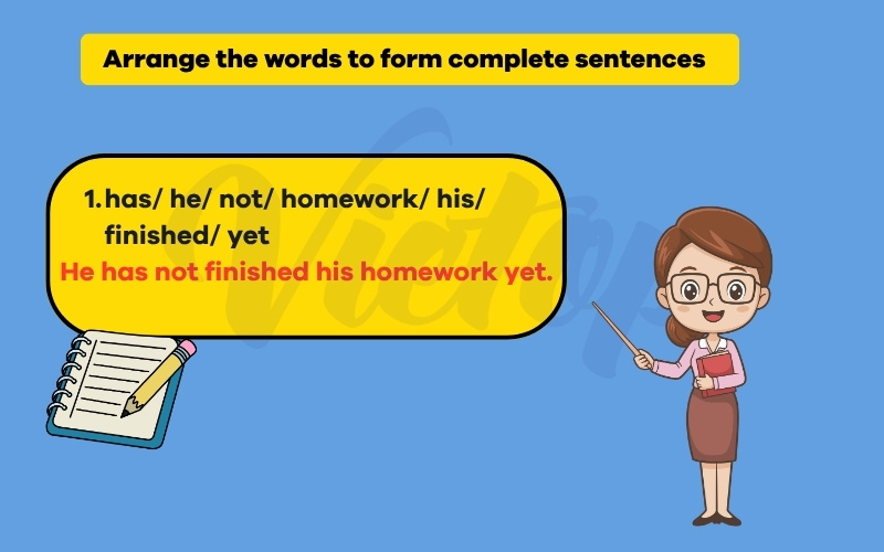 Arrange the words to form complete sentences