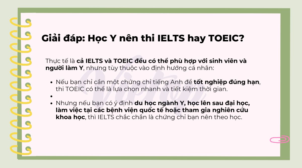 Giải đáp: Học Y nên thi IELTS hay TOEIC?