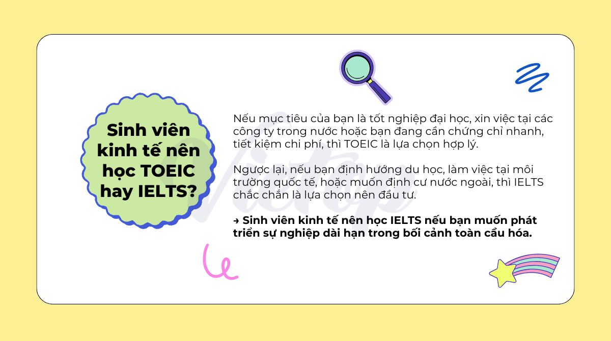 Giải đáp sinh viên kinh tế nên học TOEIC hay IELTS?