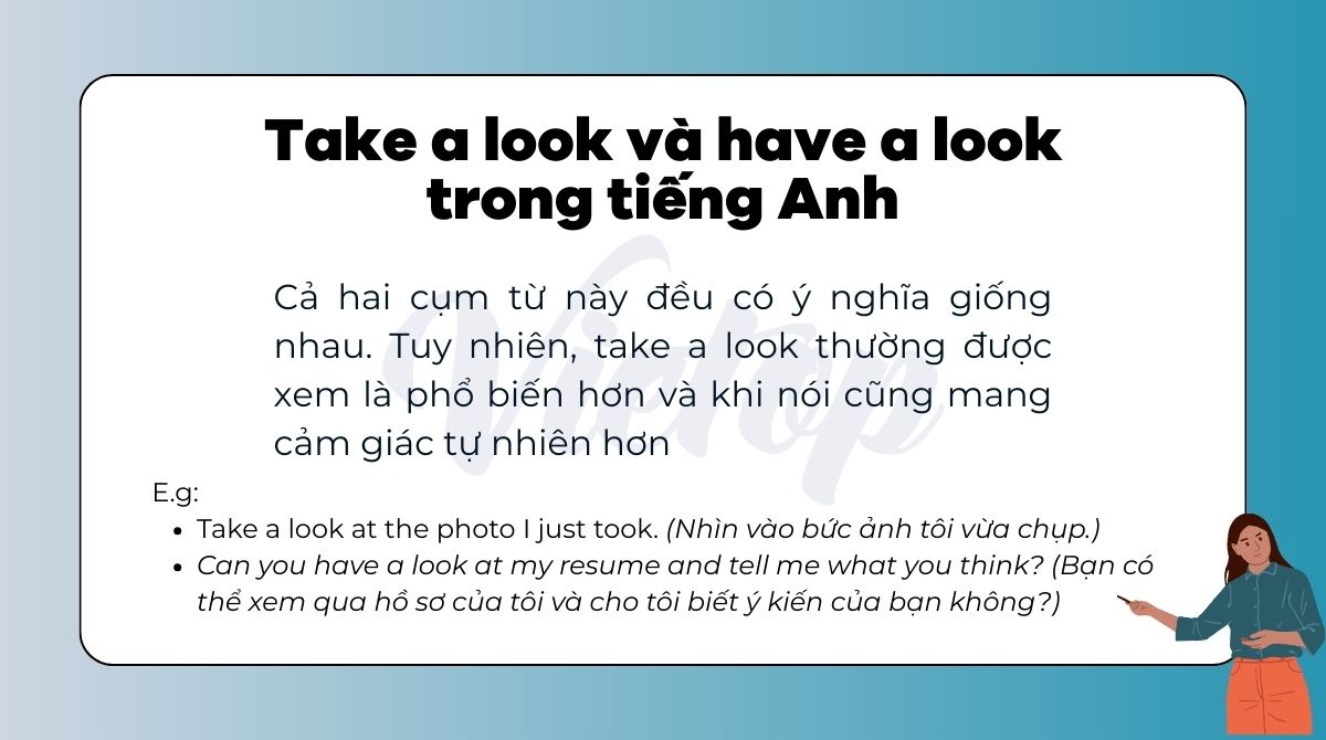 Take a look và have a look trong tiếng Anh