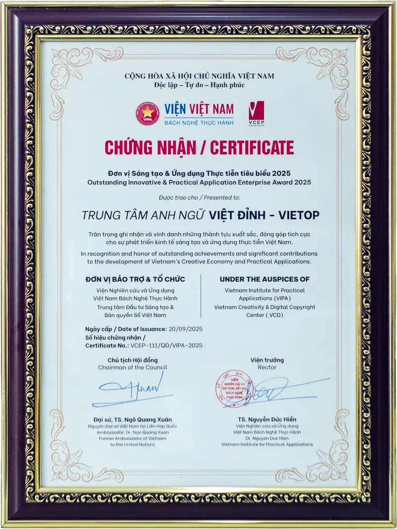 Bằng khen chứng nhận kinh tế